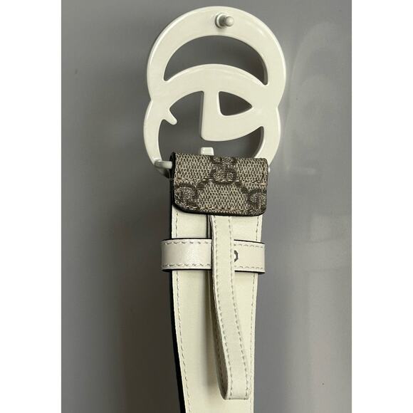 Gucci Canvas/Leather GG Marmont Supreme Belt Ebony/M White 115/46 IT NWT 400593 - Picture 5 of 8